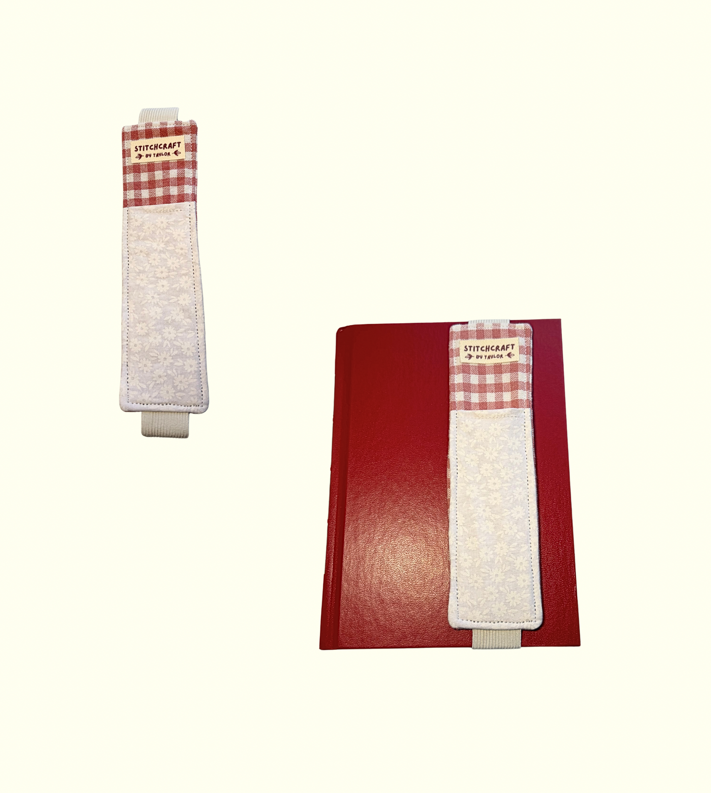 Pink Gingham Bookmark Pen Holder