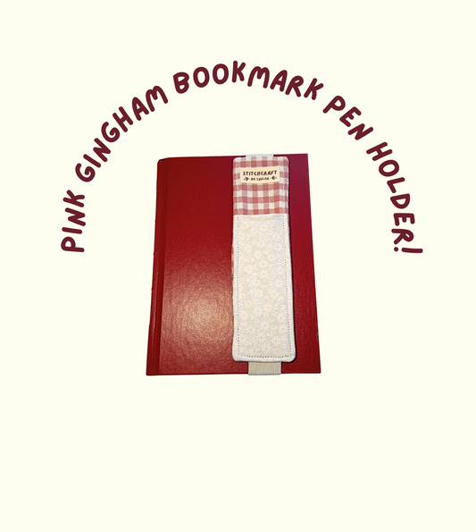 Pink Gingham Bookmark Pen Holder